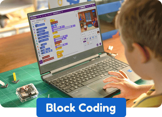 Intellio with block coding interface in PictoBlox